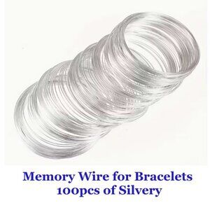 Memory Wire for Bracelets  100pcs of Silvery  .6mm